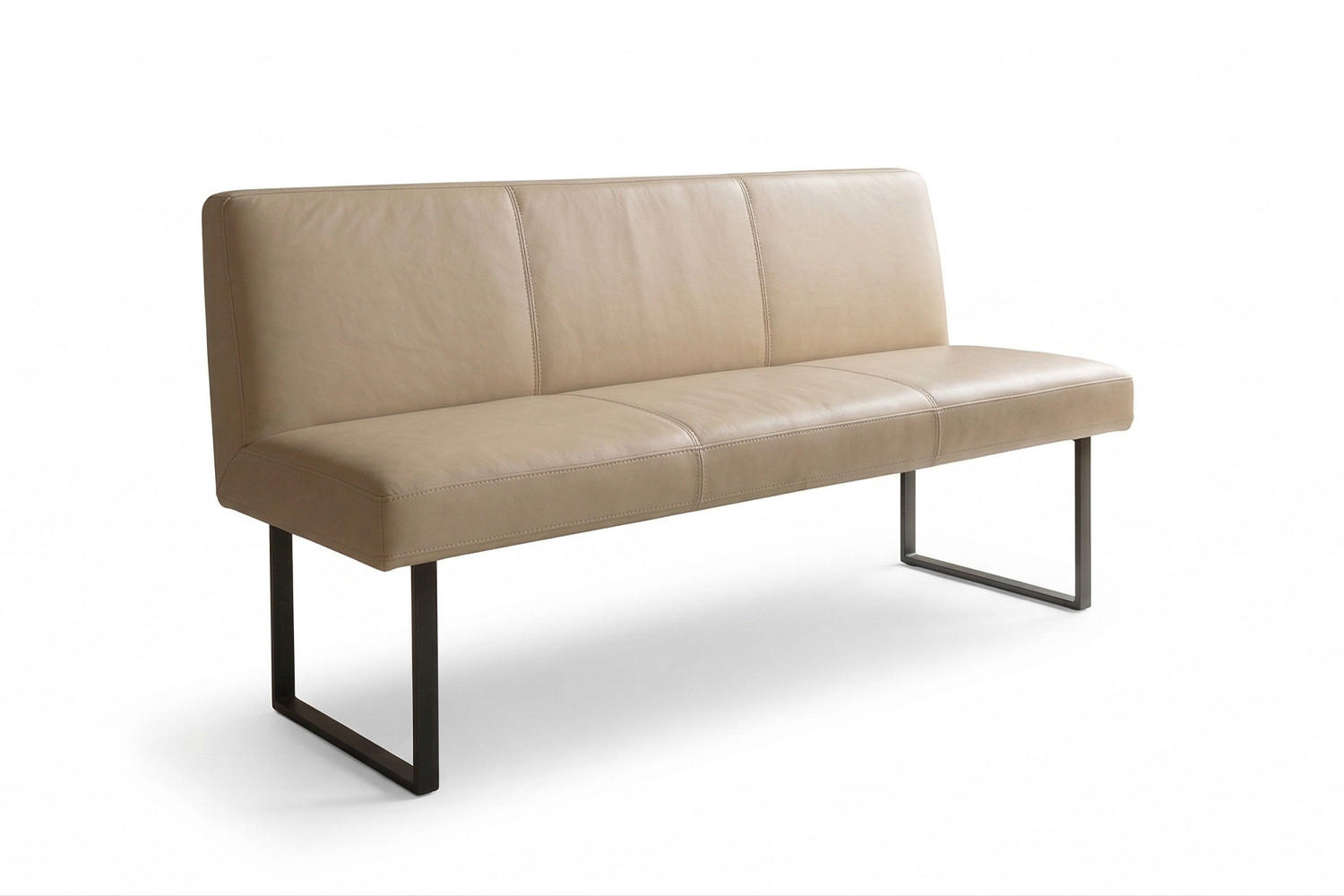 ESSZIMMERBANK ELEEN Beige Leder - Beige, Leder (123/85/69cm) - KAWOLA