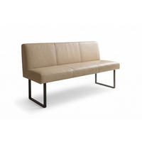 ESSZIMMERBANK ELEEN Beige Leder - Beige, Leder (123/85/69cm) - KAWOLA