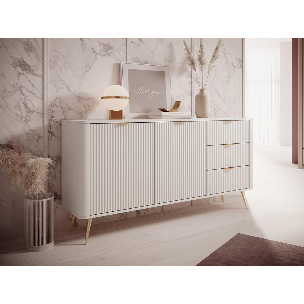 Thumbnail - Mirjan24 Kombikommode, Beige, Metall, 3 Schubladen, 164x82x38 cm, Wohnzimmer, Kommoden & Sideboards, Sideboards