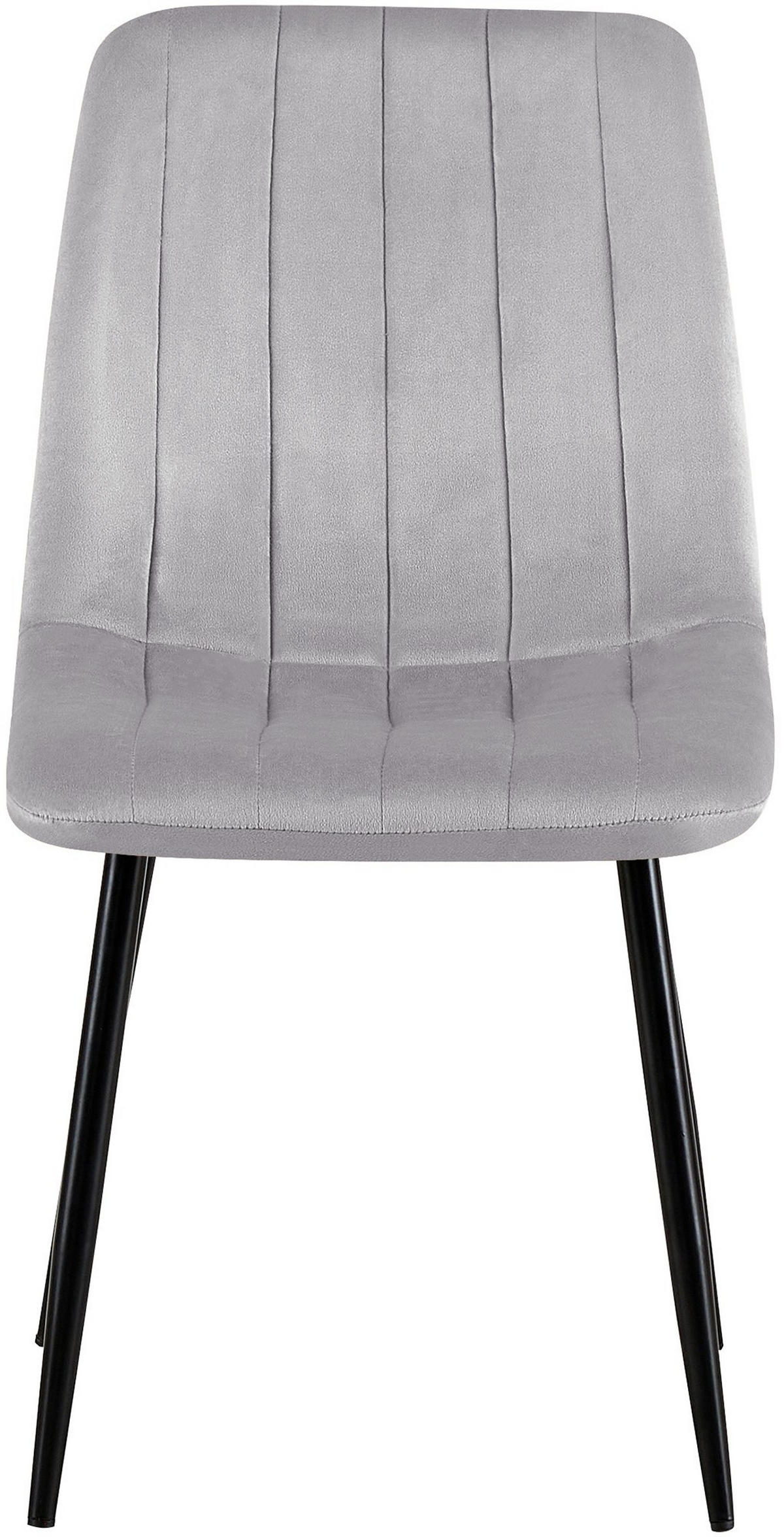 STUHL 4er Set Samt Grau - Schwarz/Grau, Textil/Metall (45/88/53cm) - CLP