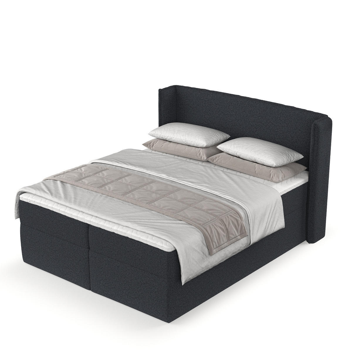 BOXBETT Viva 160/200 cm Anthrazit im Riva Stoff - Anthrazit/Schwarz, Holz/Holzwerkstoff (160/200cm) - AltaBeds