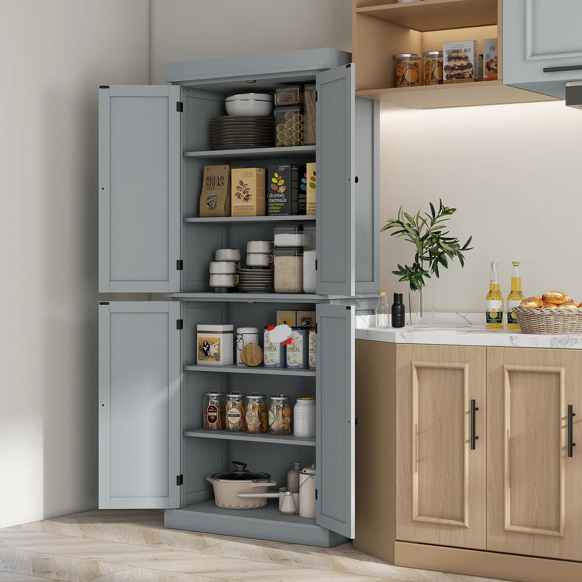 HIGHBOARD DE-11173 6 Ebenen, verstellbare Böden Grau - Grau, Holzwerkstoff (40.5/184/76cm) - ComfortXL