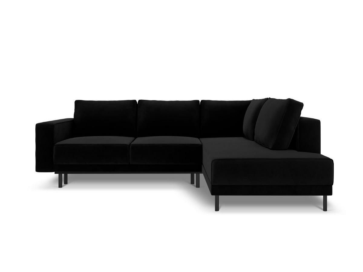 AUSKLAPPBARES-ECKSOFA rechts Caro aus Samt schwarz 5 Sitzplätze - Schwarz, Textil (187/247cm) - Micadoni