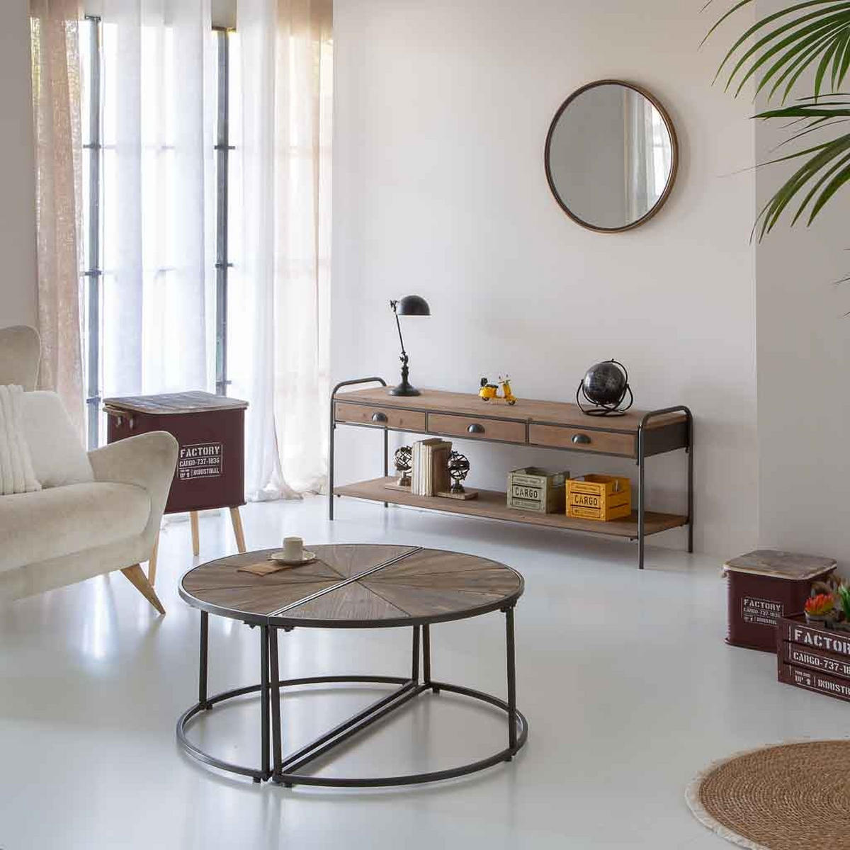 TISCH aus Metall und Holz, 91x46x41cm - Braun, Holz (45.5/91/40.5cm) - Wanderlust