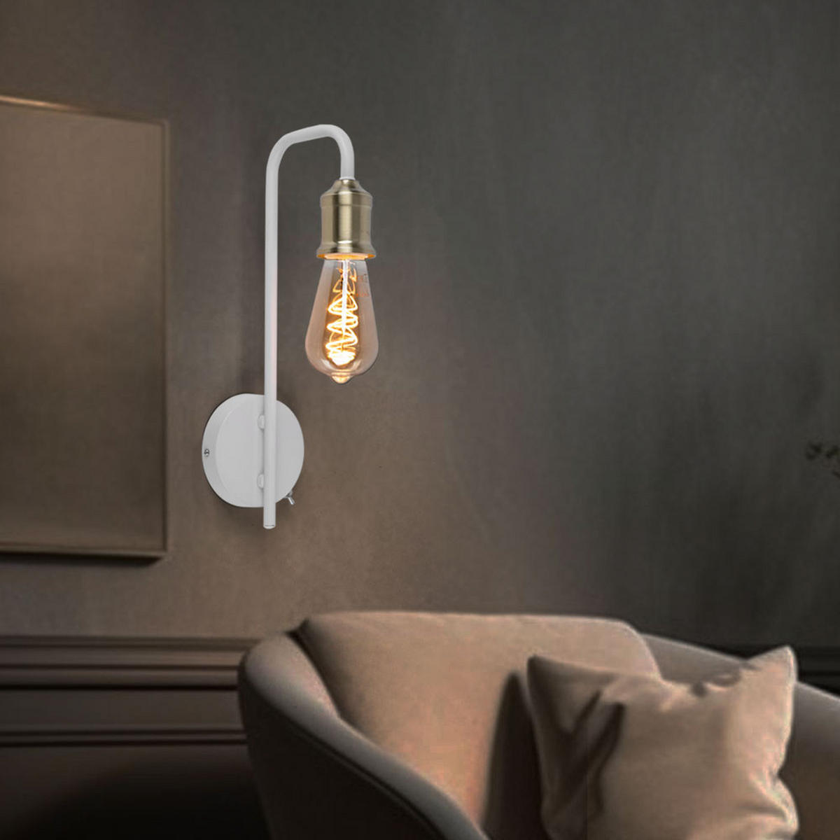 LED WANDLEUCHTE Messing Weiß FLORIDA - Weiß, Metall (10.5/36/16.5cm) - Globo Lighting