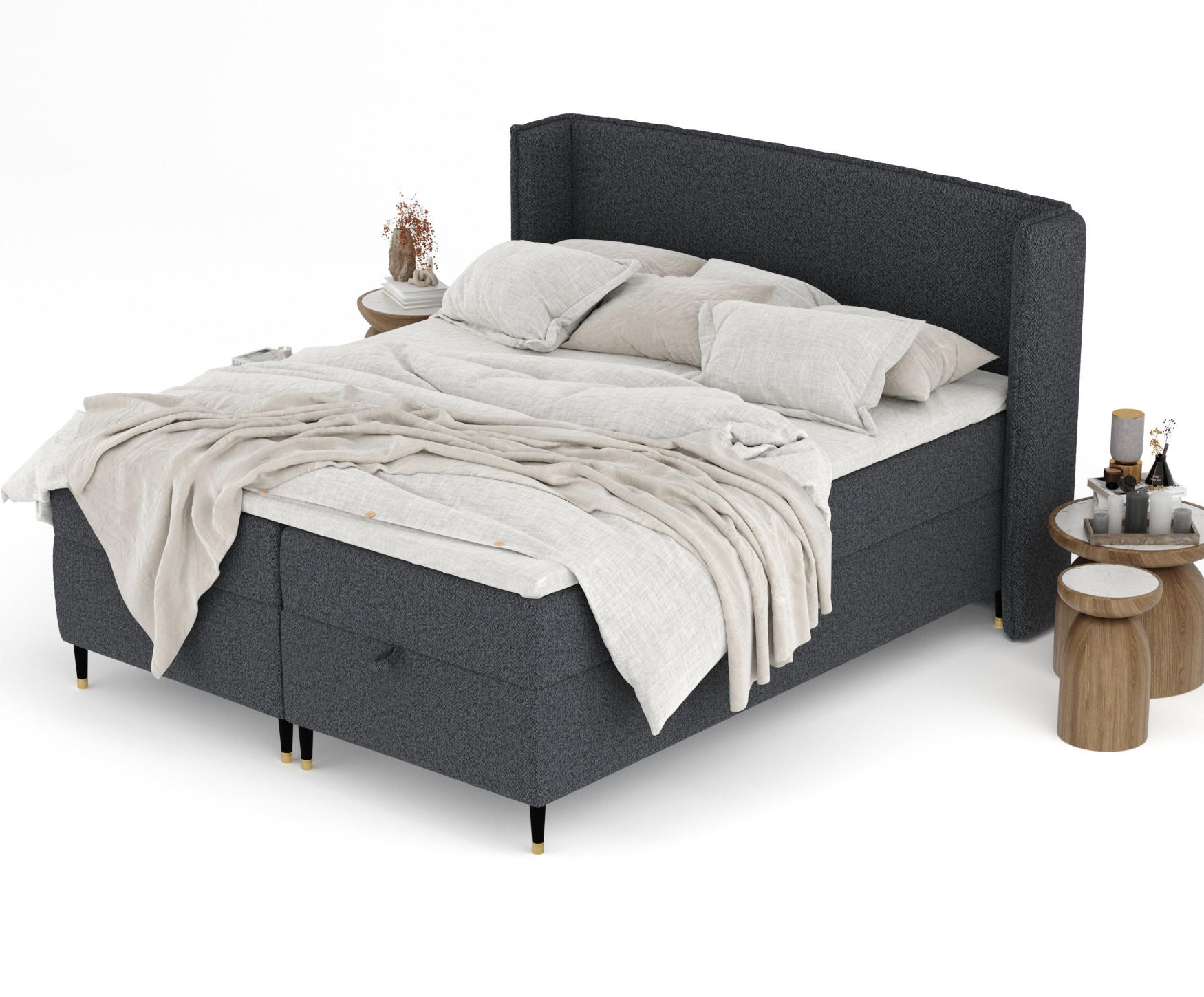 Thumbnail - Maison de Reve Boxbett, Schwarz, Textil, Buche, Kiefer, H3, Höhe ca. 19 cm, 180x200 cm, FSC 100%, Made in EU, Oeko-Tex® ...