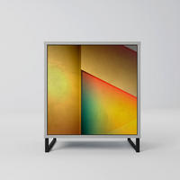 SIDEBOARD PIERCING SHARPNESS, Grau, 57,5x42x67,5 cm, Schwarze Metall-Rahmenfüße - Multicolor/Schwarz, Holzwerkstoff/Metall (57.5/67.5/42cm) - SpaceRebels