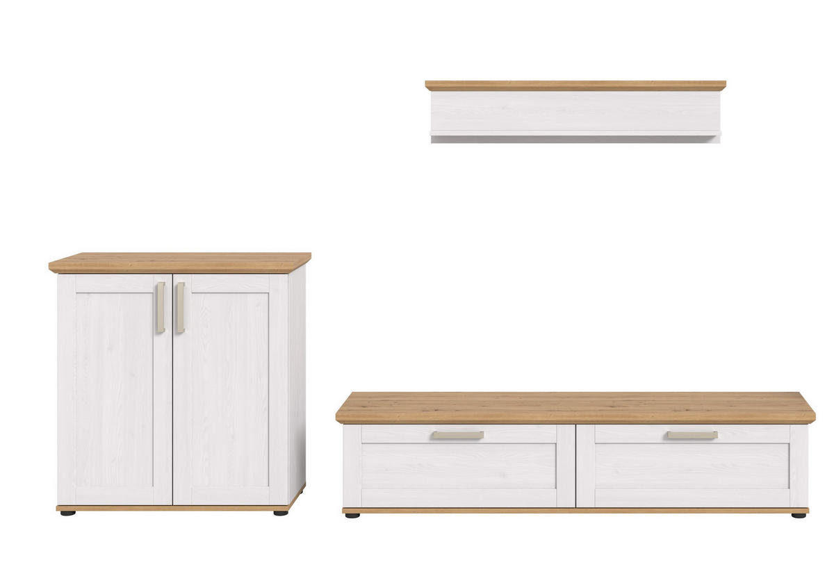 WOHNWAND Siena 3 tlg. (B/H/T: ca. 260/151/40 cm) in Sibiu Lärche /Sibiu Lärche - Lärchefarben, Holzwerkstoff (260/151/40cm)
