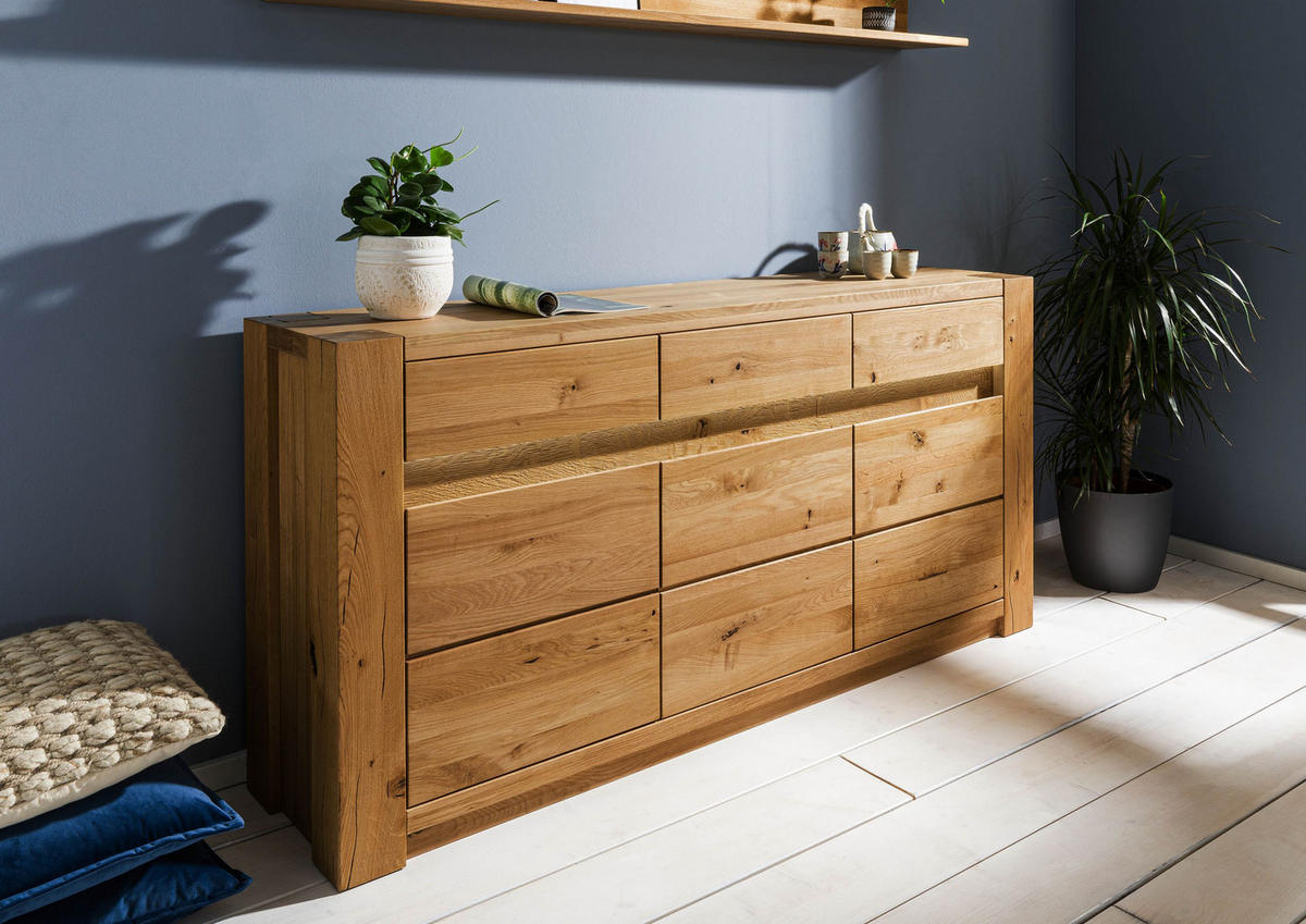 SIDEBOARD Wildeiche 173x40x85 braun geölt KENT #308 - Braun, Holz (173/85/40cm) - Massivmoebel24