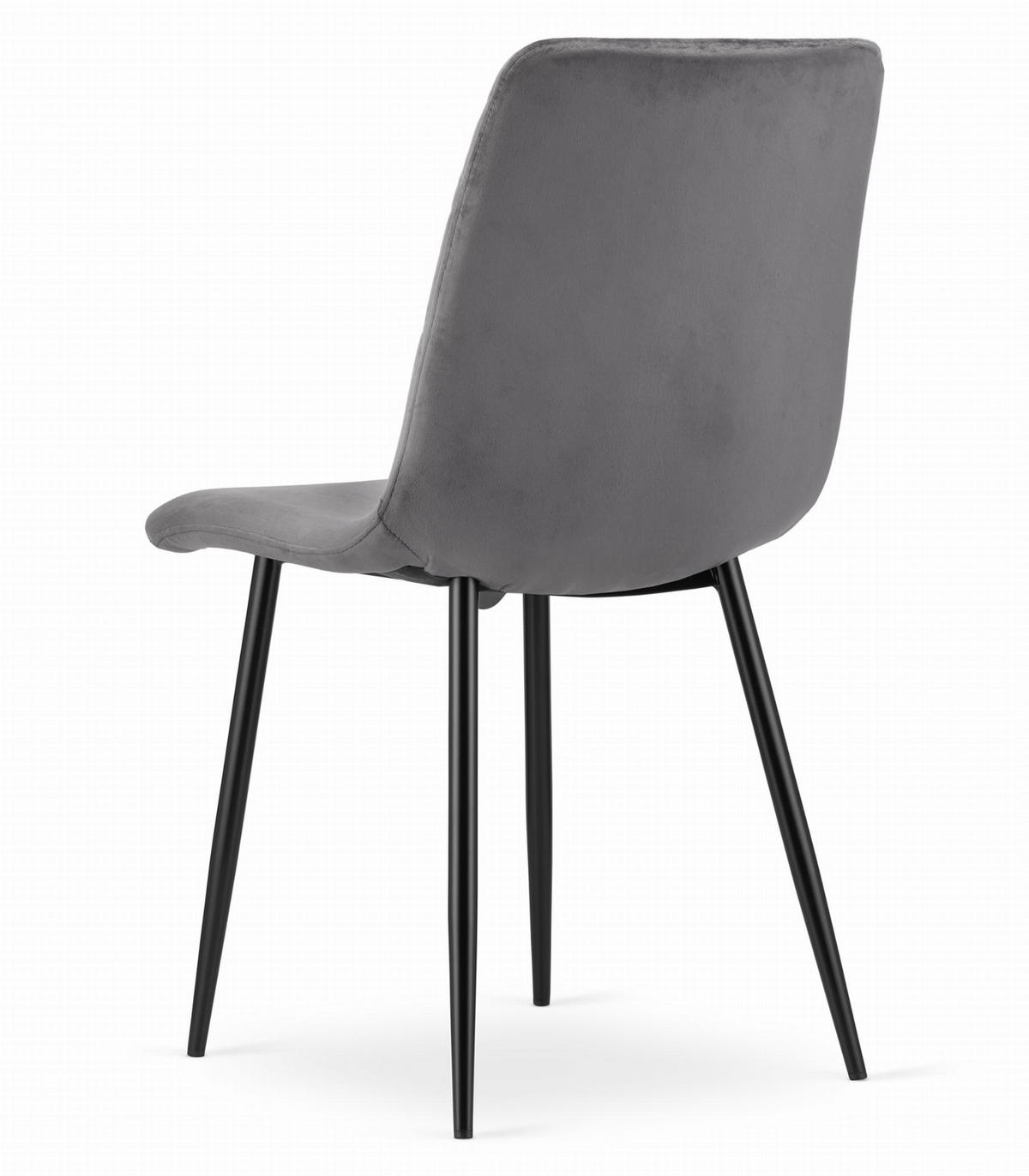 STUHL SCANNO 6-er Set, Grau, mit Samtstoff gepolstert - Anthrazit, Textil/Metall (45/89/53cm) - Komodee