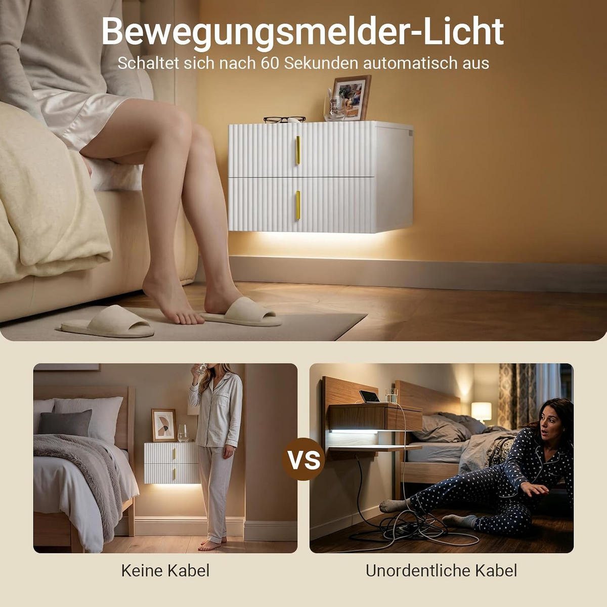 NACHTTISCH mit zwei Schubladen FBT177-E-W - Weiß, Holzwerkstoff (40/30/30cm) - SoBuy