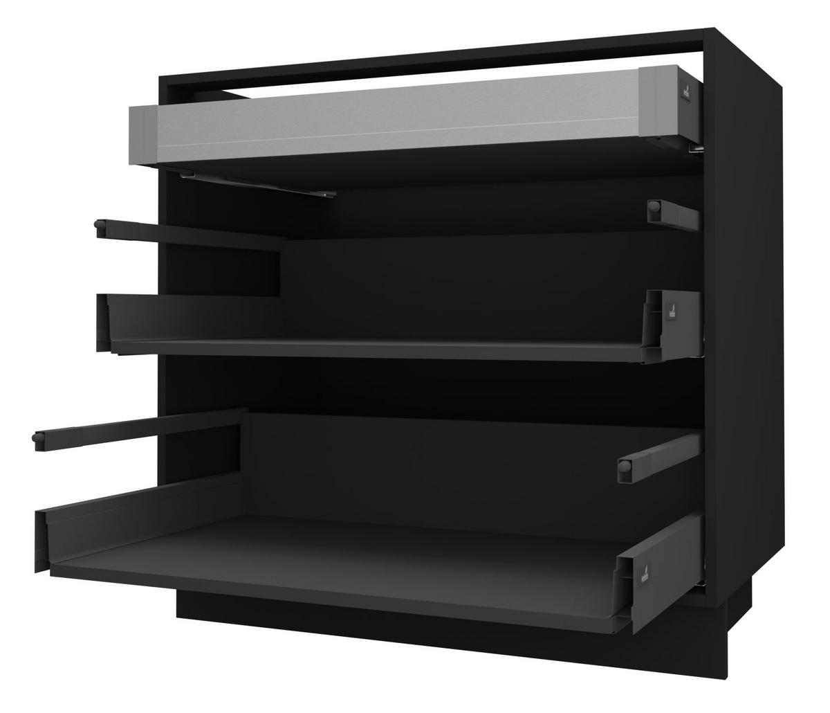 SCHUBLADENUNTERSCHRANK Brerra D2A/90/1A Korpus schwarz / Front RAL 9001 creme Hochglanz 90 / 50 / 82 cm - Creme/Schwarz, Holz/Holzwerkstoff (90/82/50cm) - Feldmann-Wohnen