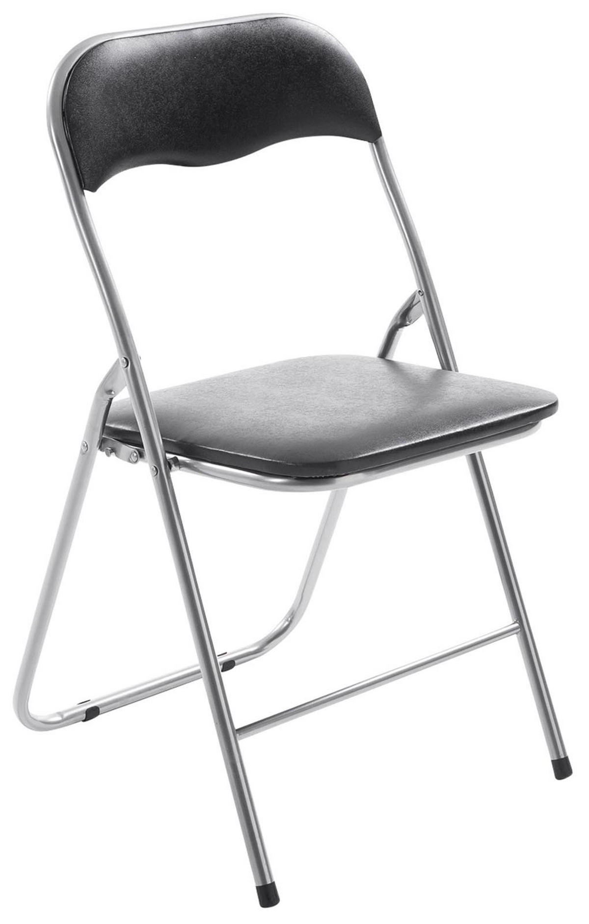 BESUCHERSTUHL 4er Set Lederlook schwarz/silber - Silberfarben/Schwarz, Textil/Metall (45/78/45cm) - CLP