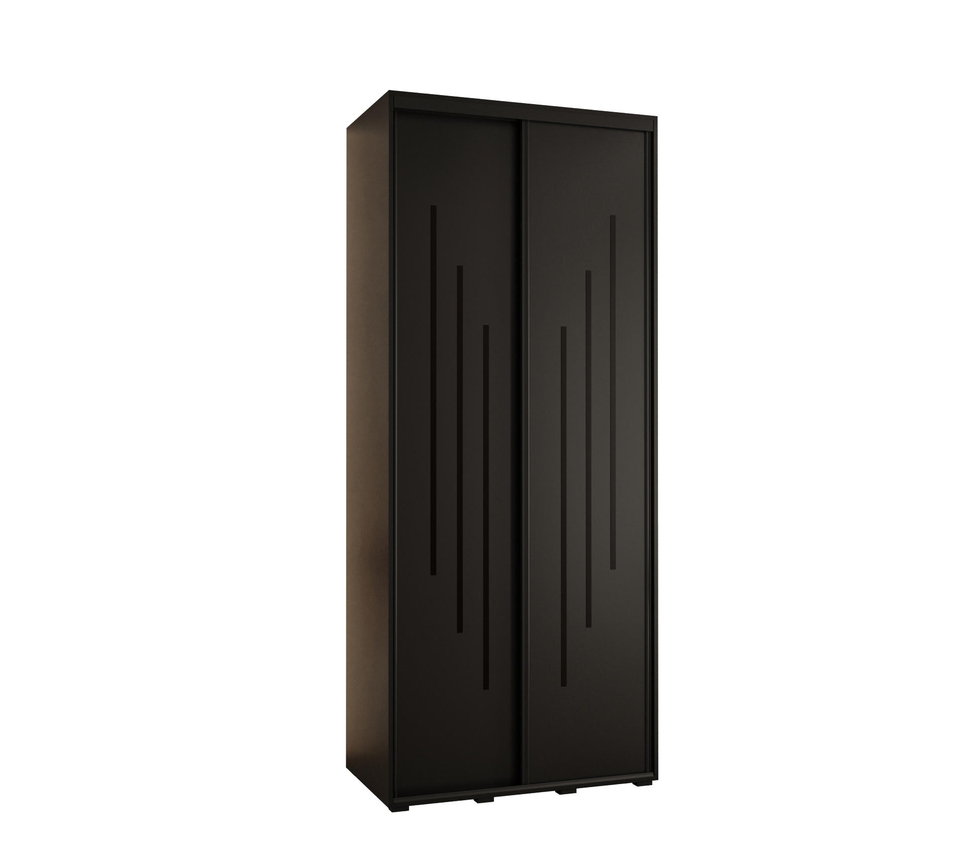 Abiks Möbel Schwebetürenschrank Schwarz, Schwarz, Schwarz 120x235x60 cm