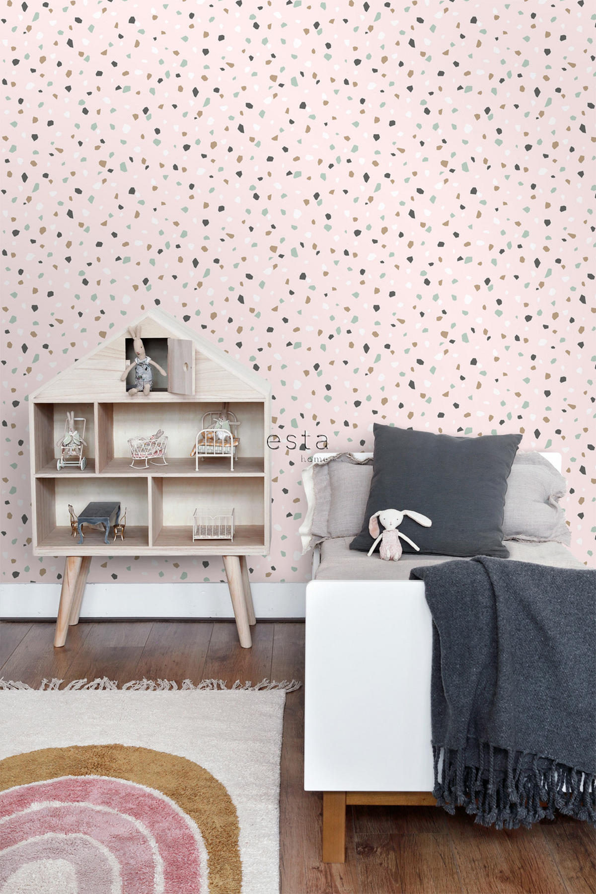 TAPETE Terrazzo-Motiv 53 cm x 10.05 m - Pink, Papier (53/0.1cm) - ESTAhome