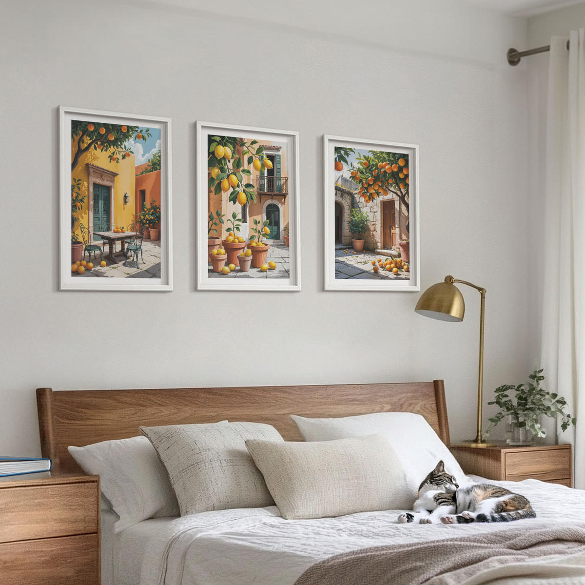WANDBILDER 3er-Set - 40x60 cm Weißer Rahmen - Zitrusfrüchte im Garten - Weiß, Kunststoff (40/60cm) - ArtPrintCave