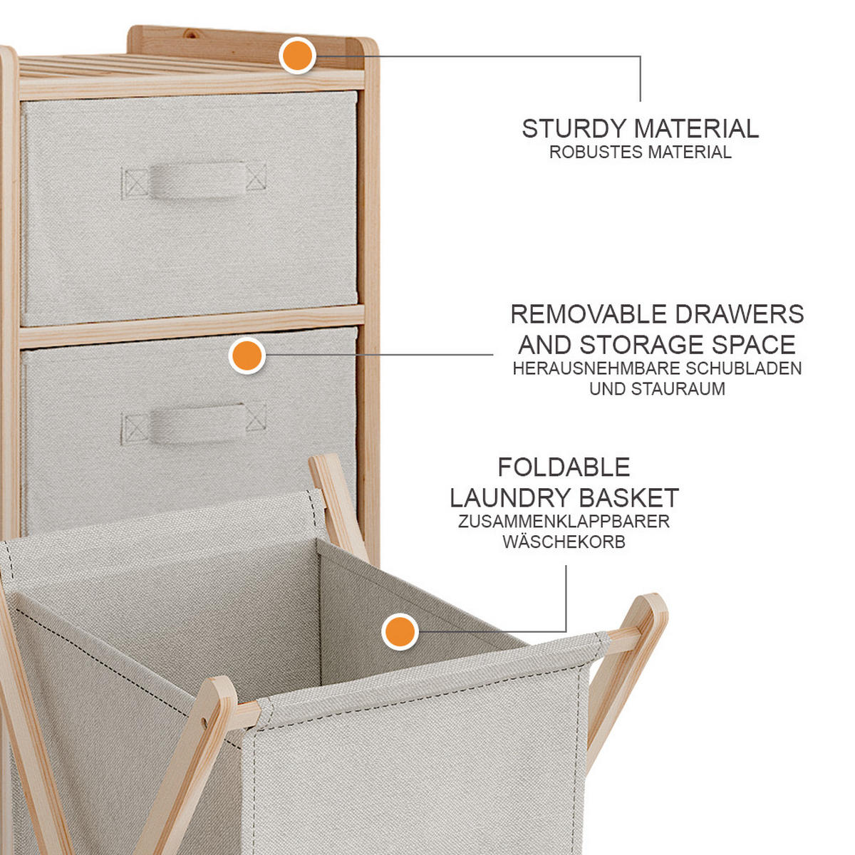 BADMÖBEL-SET Bruno Beige 3 Teile - Beige/Naturfarben, Holzwerkstoff (34.5/86/36.5cm) - Vicco