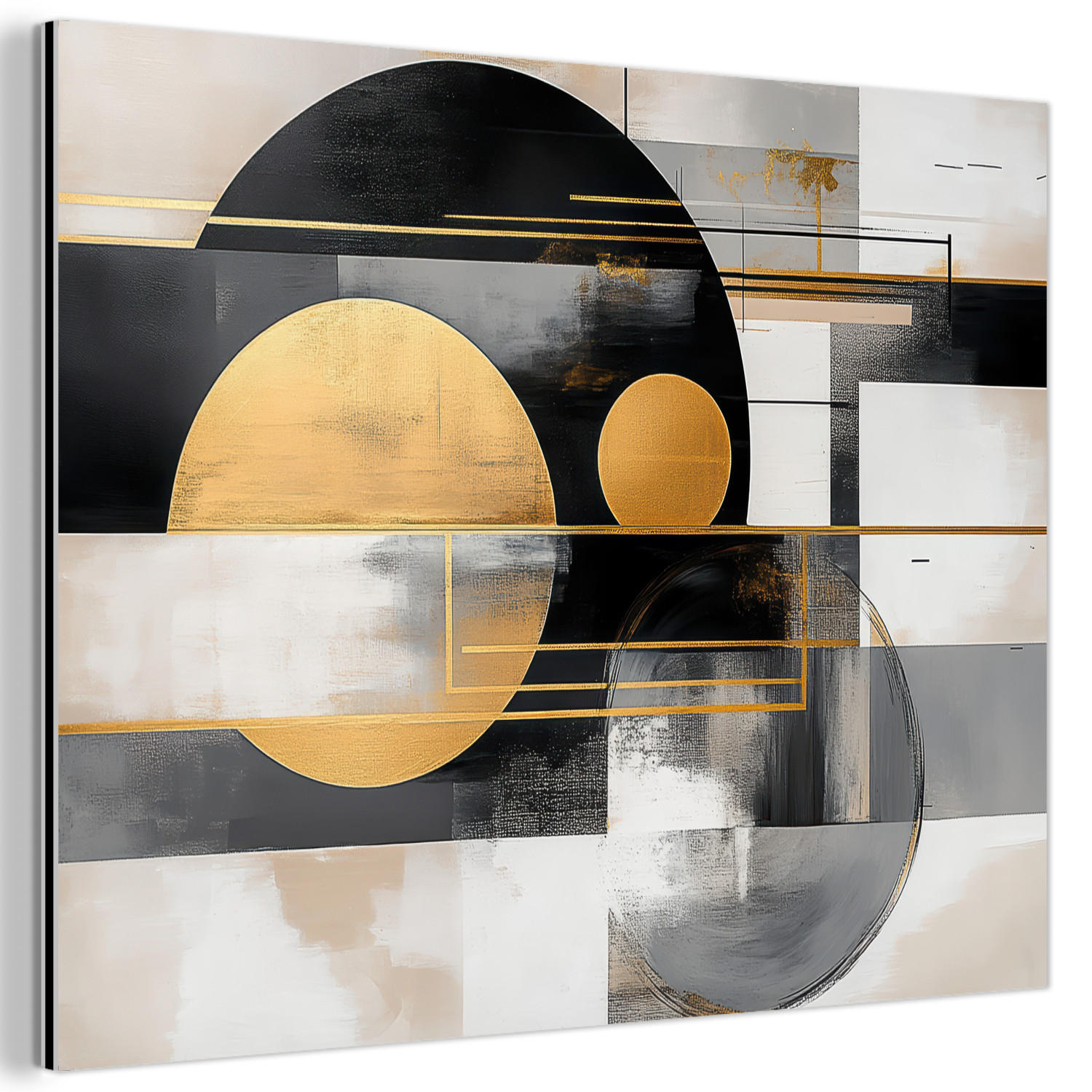 METALLBILD Abstrakt - Gold - Silber - Formen - Ästhetisch - Modern 40x30 cm - Goldfarben, Metall (40/30cm) - MuchoWow