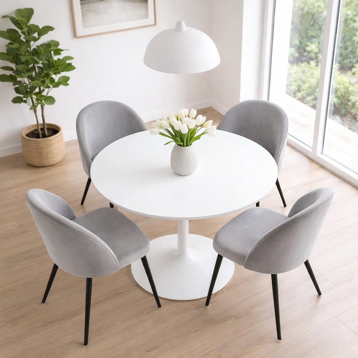 ESSGRUPPE 5-TLG. Carry Weiß, Grau - Weiß/Grau, Textil (110/74/110cm) - ebuy24