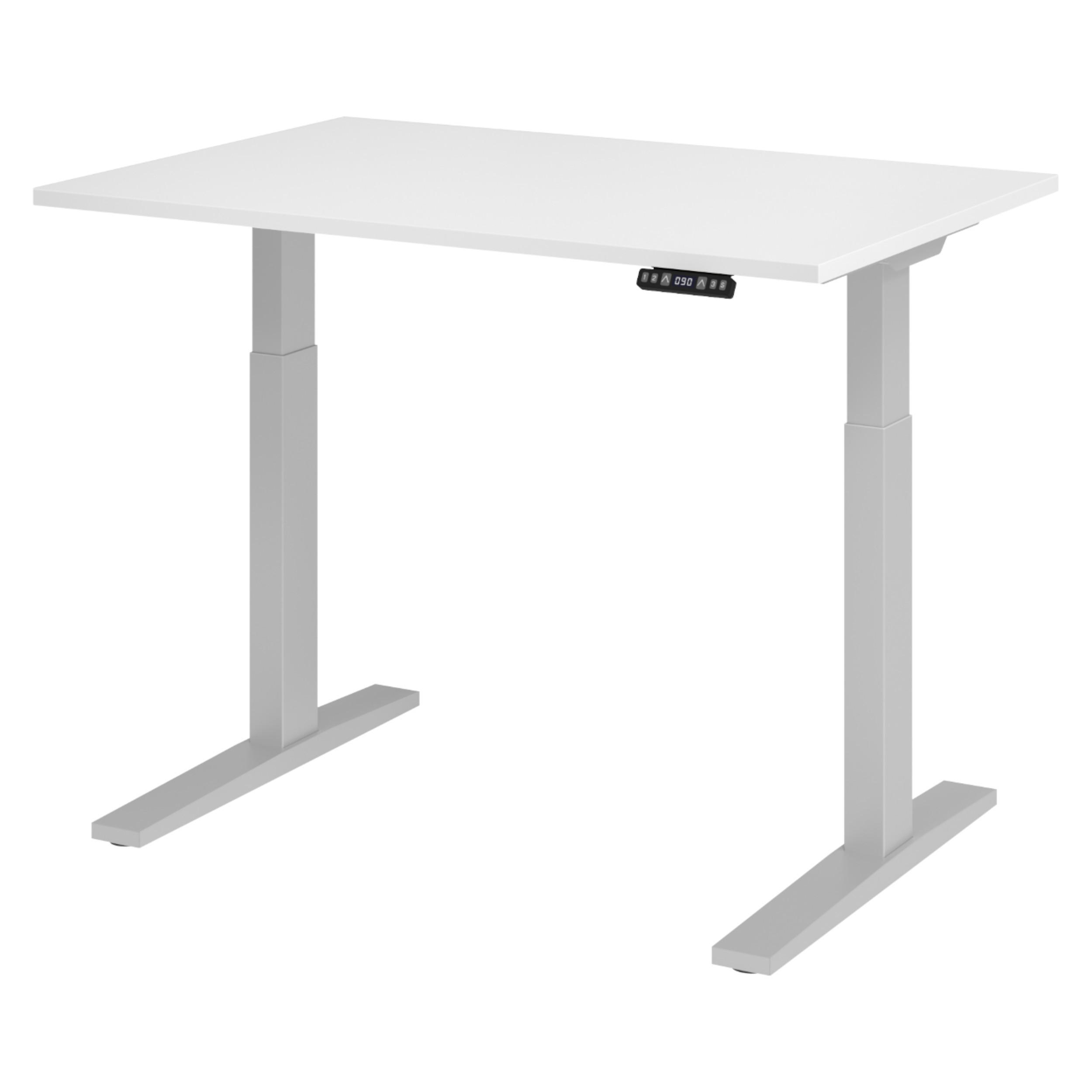 SCHREIBTISCH elektrisch XMKA 80/120/74 cm in Weiß/Silberfarben - Silberfarben/Weiß, Holzwerkstoff (80/120/74cm) - bümö