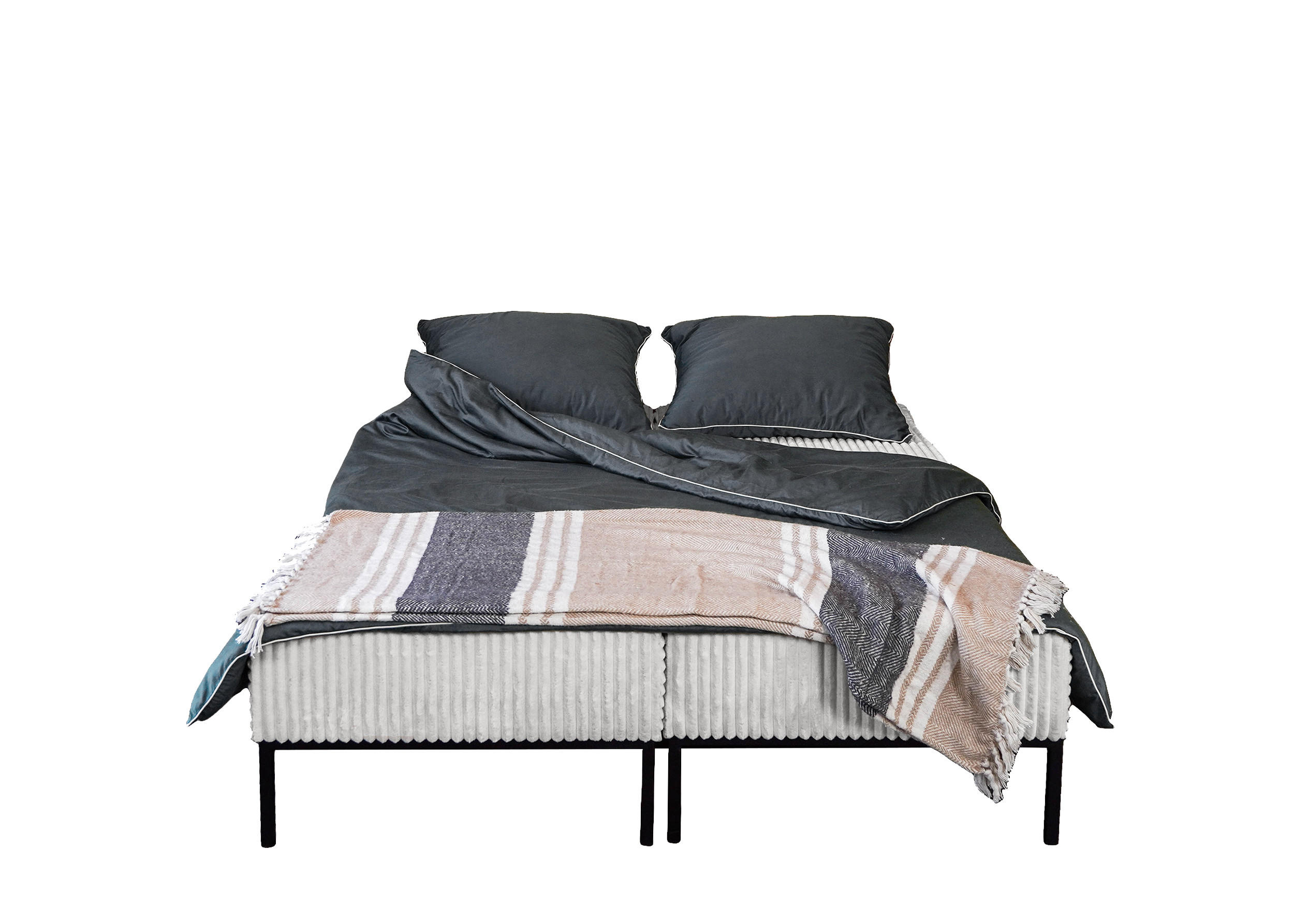 BETT MOOKA 4in1-Multifunktions-System Stoff Velo Hellgrau - Hellgrau, Holz (160/200cm) - Kaiser Möbel
