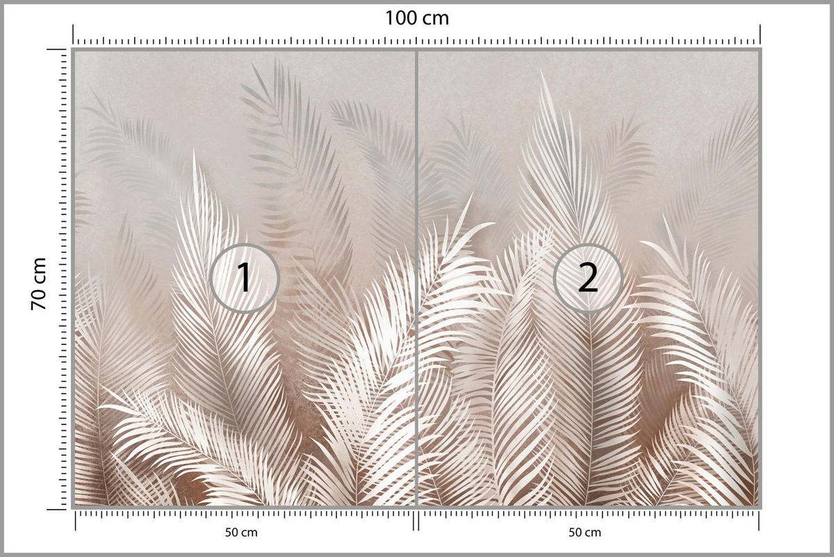FOTOTAPETE Palmenblätter tropische Pflanzen 100x70cm - Beige/Braun, Papier (100/70cm) - Muralo