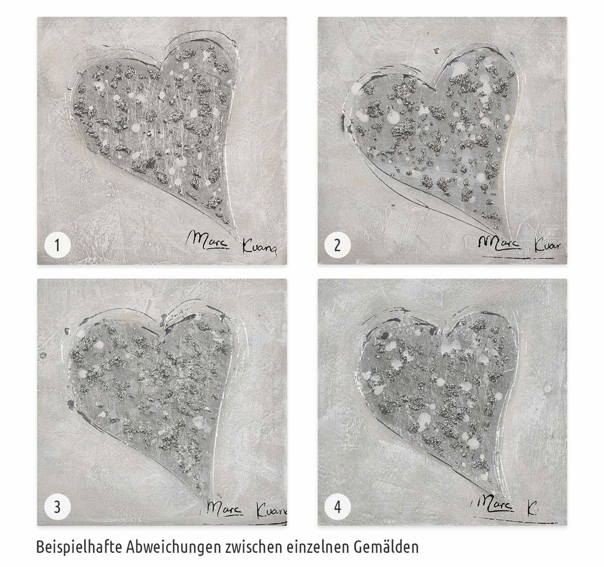 ACRYLBILD HANDGEMALT 30/30 cm - Silberfarben, Holz/Textil (0.34/30cm) - KUNSTLOFT