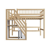 HOCHBETT 90x200 Holz Massivholz Treppe Schrank - Naturfarben, Holz (90/200cm) - FLIEKS