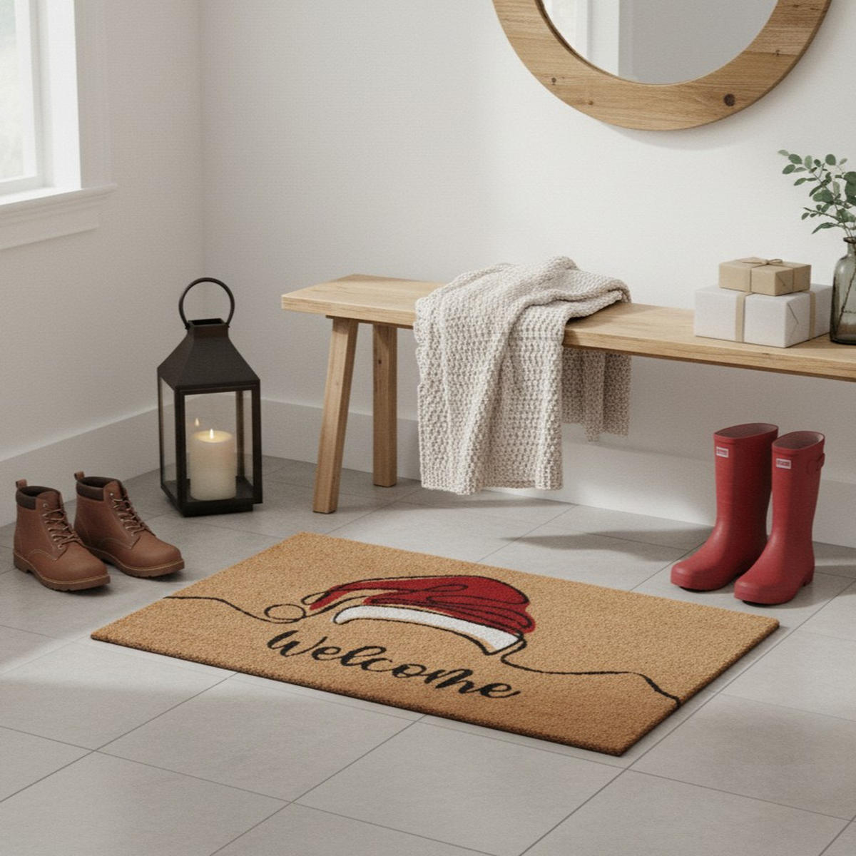 FUSSMATTE Kokosfaser Weihnachtsmann 59/39 cm - Braun, Naturmaterialien (39/59cm) - Home Styling Collection