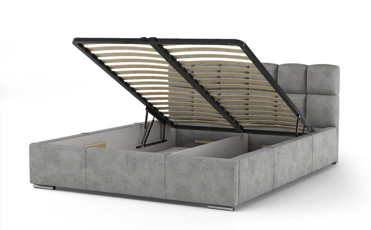 POLSTERBETT LUIS mit Kopfteil, 180 x 200 cm, Doppelbett mit Bettkasten und Lattenrost aus Metall, Cordstoff: Orange - Orange, Holz/Textil (180/200cm) - Agmat-Furniture