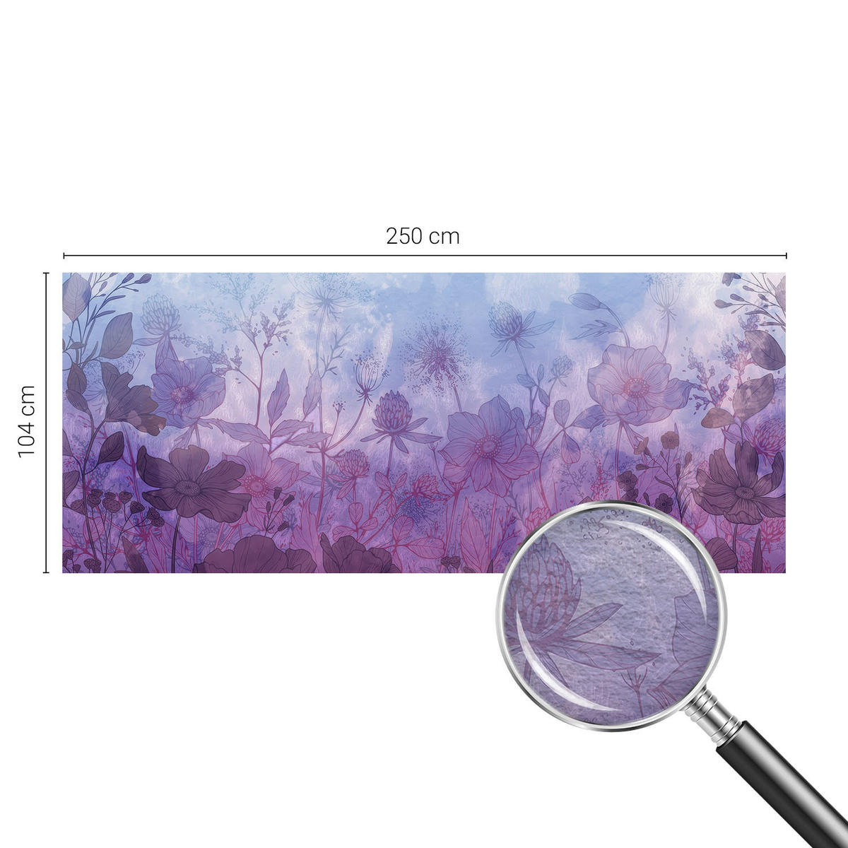 FOTOTAPETE 250x104 cm - Pastellblumen - Blau, Textil (250/104cm) - Wallfluent