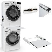 VERBINDUNGSRAHMEN für Waschmaschine/Trockner EDEO mit Ablage 60 cm Breit - Weiß, Metall (60/8/54cm) - DELUKE