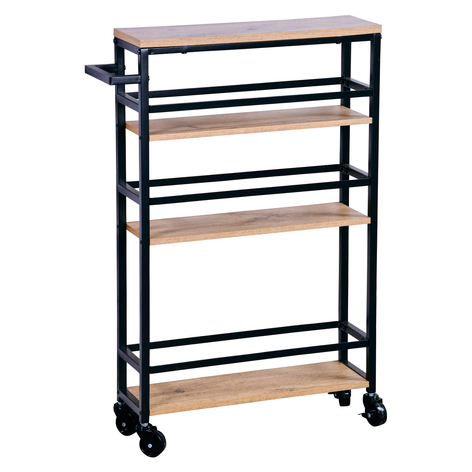 KÜCHENWAGEN mit Griff und Holzregalen Braun 50/15/81 cm - Braun, Holzwerkstoff (15/81/50cm) - Kesper