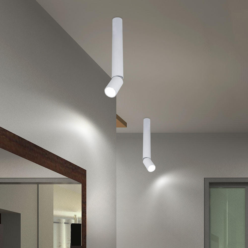 LED DECKENLEUCHTE Aluminium Weiß beweglicher Spot 2er Set - Weiß, Metall (4.5/4.5/38cm) - Globo Lighting