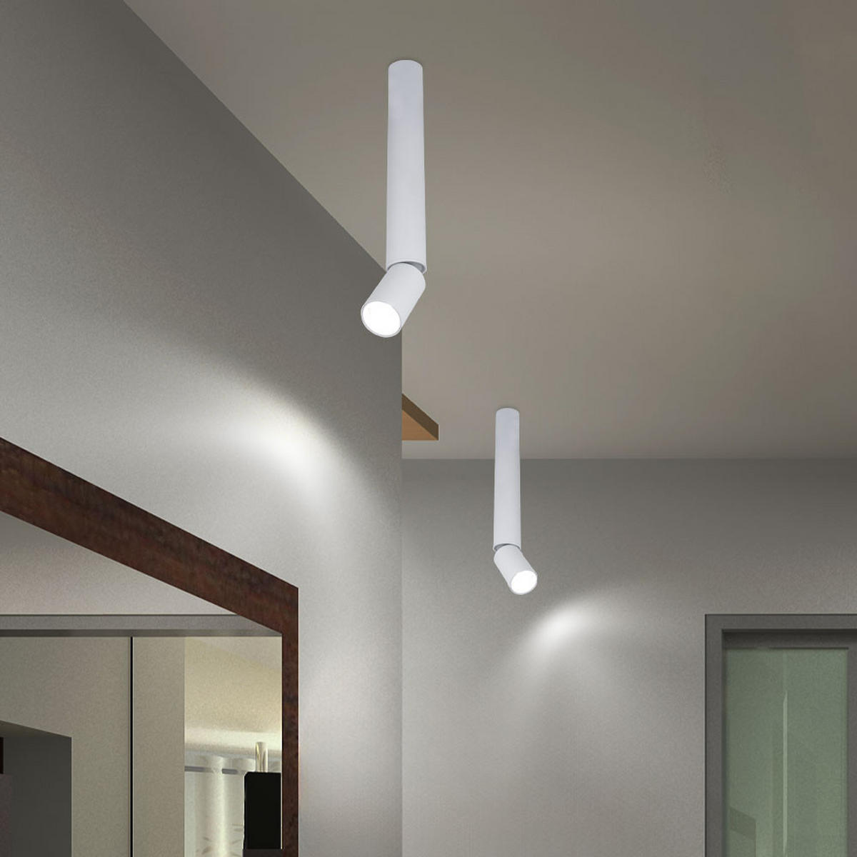 LED DECKENLEUCHTE Aluminium Weiß beweglicher Spot 2er Set - Weiß, Metall (4.5/4.5/38cm) - Globo Lighting