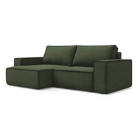 ECKSOFA mit Schlaffunktion Strukturstoff Stoff Grün - Schwarz/Olivgrün, Kunststoff/Textil (148/257cm) - LaMiaSofa