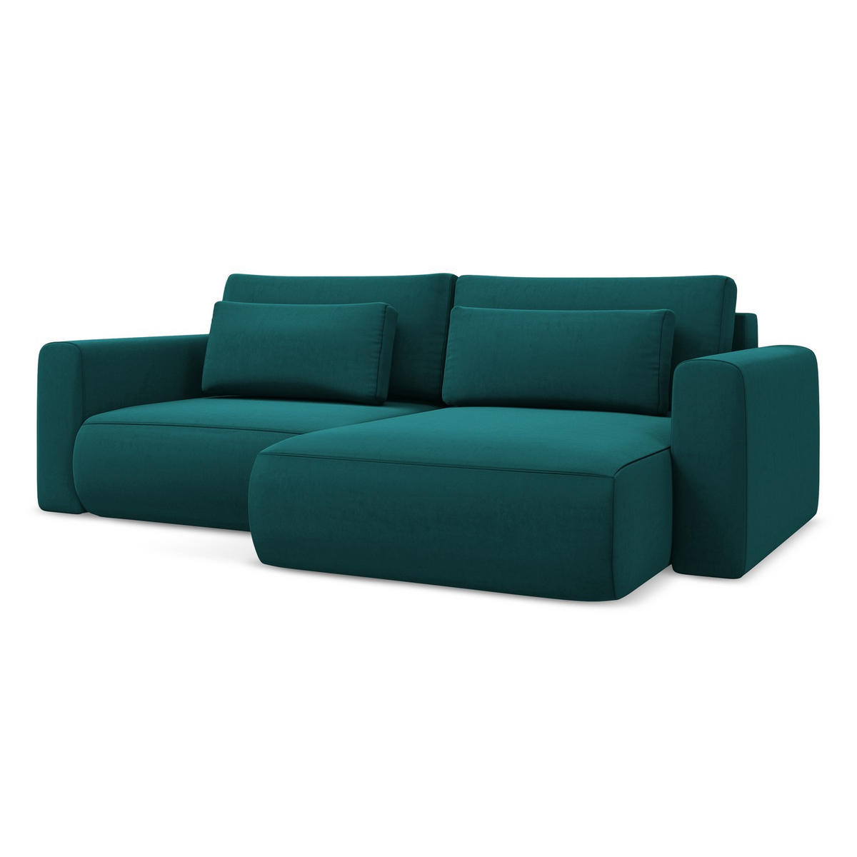 ECKSOFA mit Schlaffunktion Samt Stoff Blau - Blau/Petrol, Kunststoff/Textil (240/149cm) - LaMiaSofa