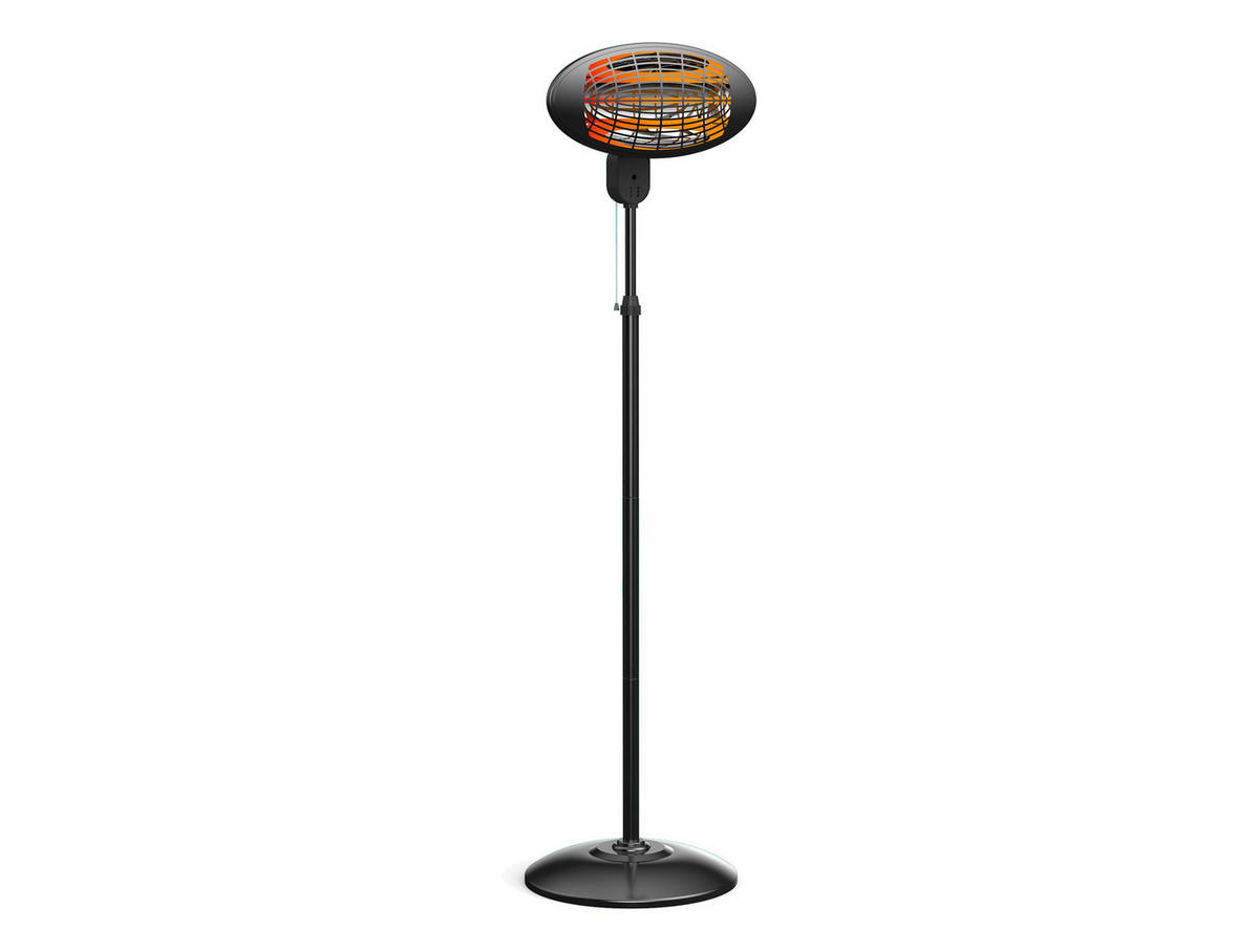 HALOGEN-HEIZUNG auf Standfuß Schwarz outdoortauglich und höhenverstellbar 2000 W - Schwarz, Kunststoff/Metall (52/210/52cm) - Purline