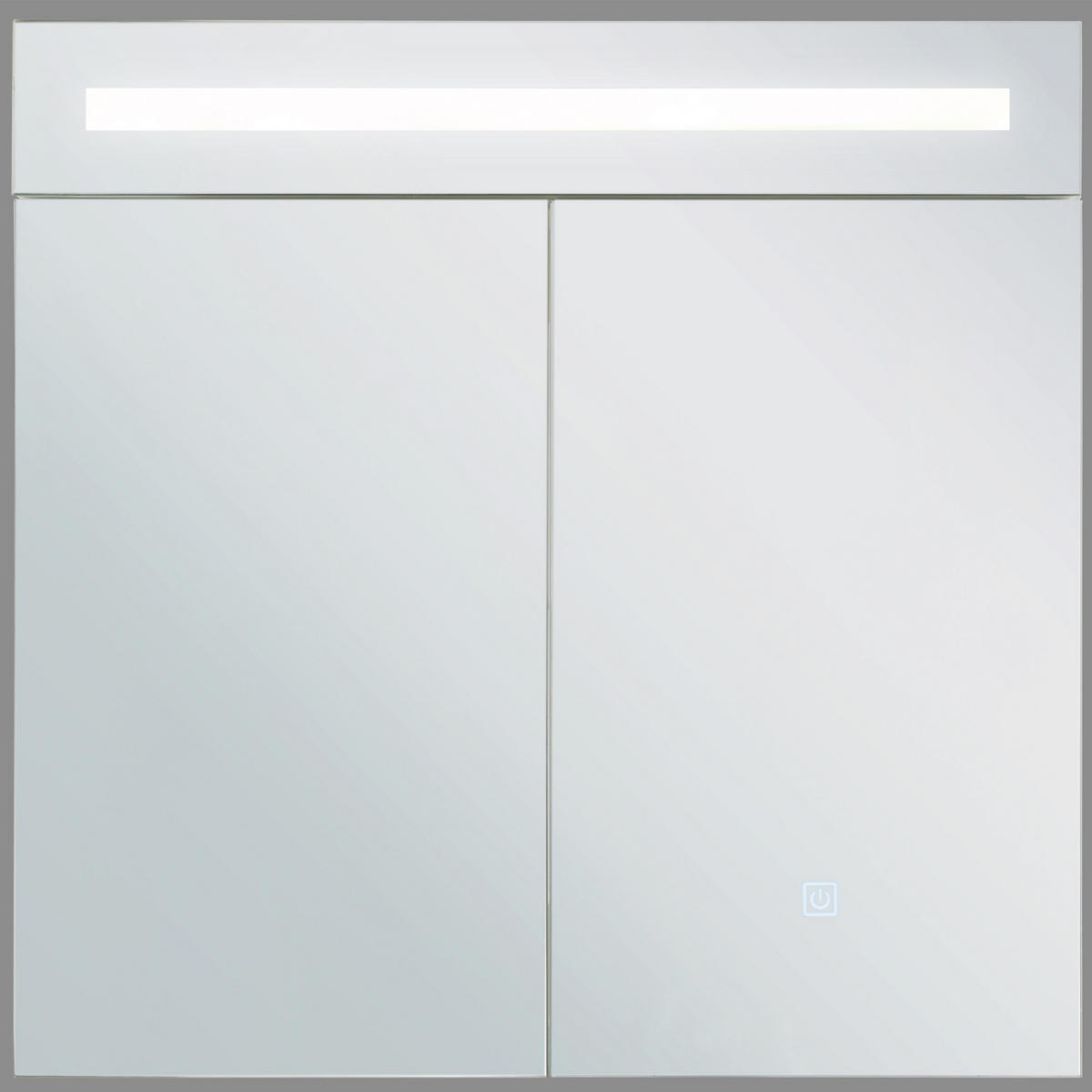 BAD SPIEGELSCHRANK weiß/silber mit LED-Beleuchtung 60/60 cm Jaramillo - Silberfarben/Weiß, Holz (60/60/12cm) - Beliani