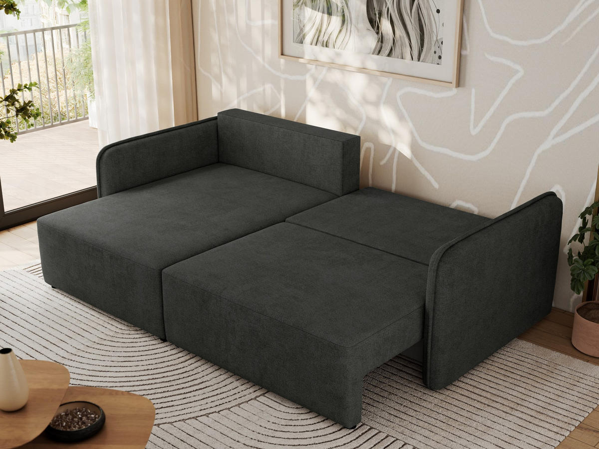 ECKSCHLAFSOFA MESTO L Dunkelgrau Struktur - links - Dunkelgrau/Schwarz, Kunststoff/Textil (227/147cm) - MKS