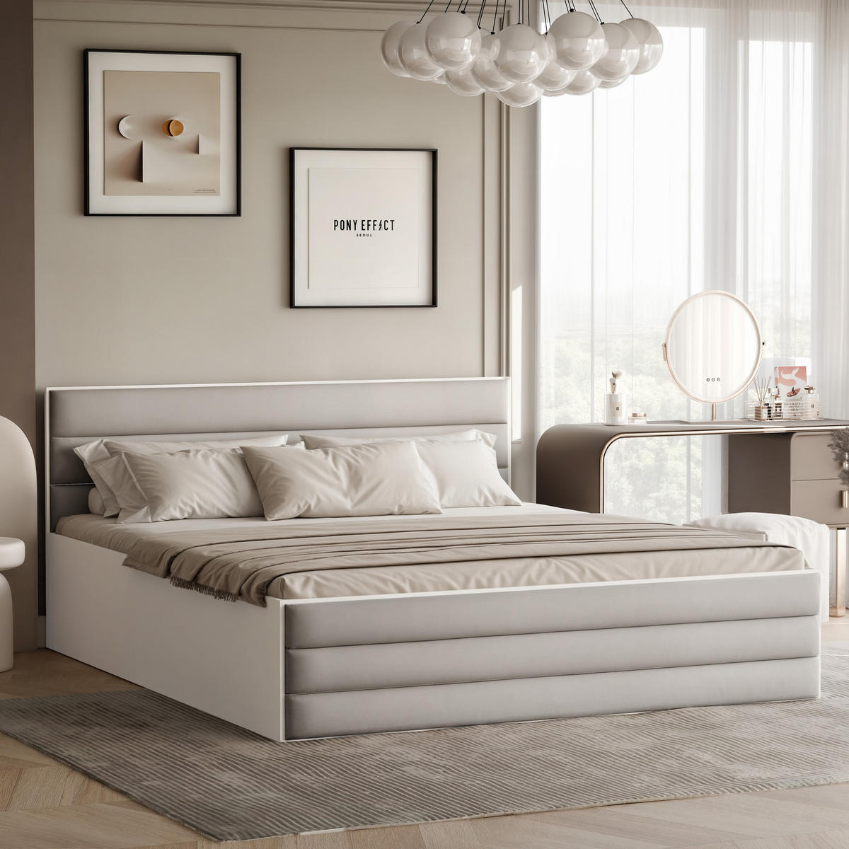 POLSTERBETT VANTAGE 120/200 cm, Bettkasten, mit Matratze, Hellbeige - Sandfarben, Holz/Holzwerkstoff (120/200cm) - Idohome