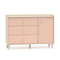 OTROŠKA KOMODA Alycia Bež - Koralno roza - Lesen učinek - pink, les (120/85/40cm) - Petits-meubles