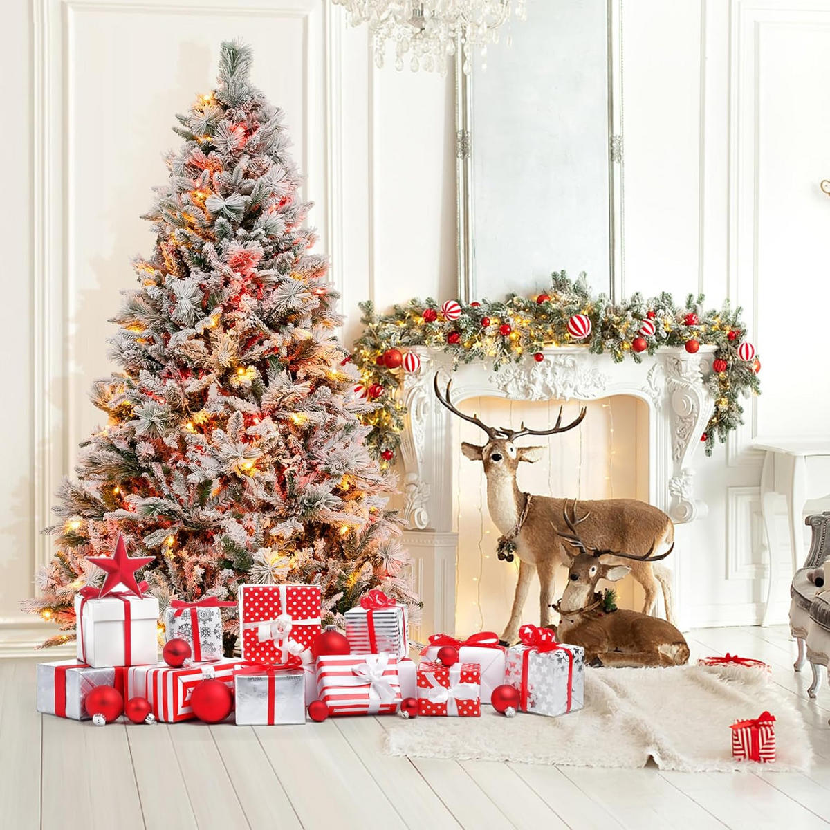WEIHNACHTSBAUM Beleuchtung Grün - Grün, Kunststoff (180cm) - COSTWAY