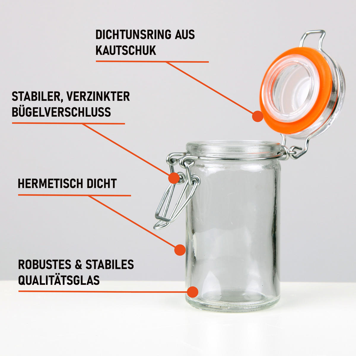 EINMACHGLAS-SET mit Bügelverschluss 70ml 2er-Pack - Transparent, Glas (0.07L)