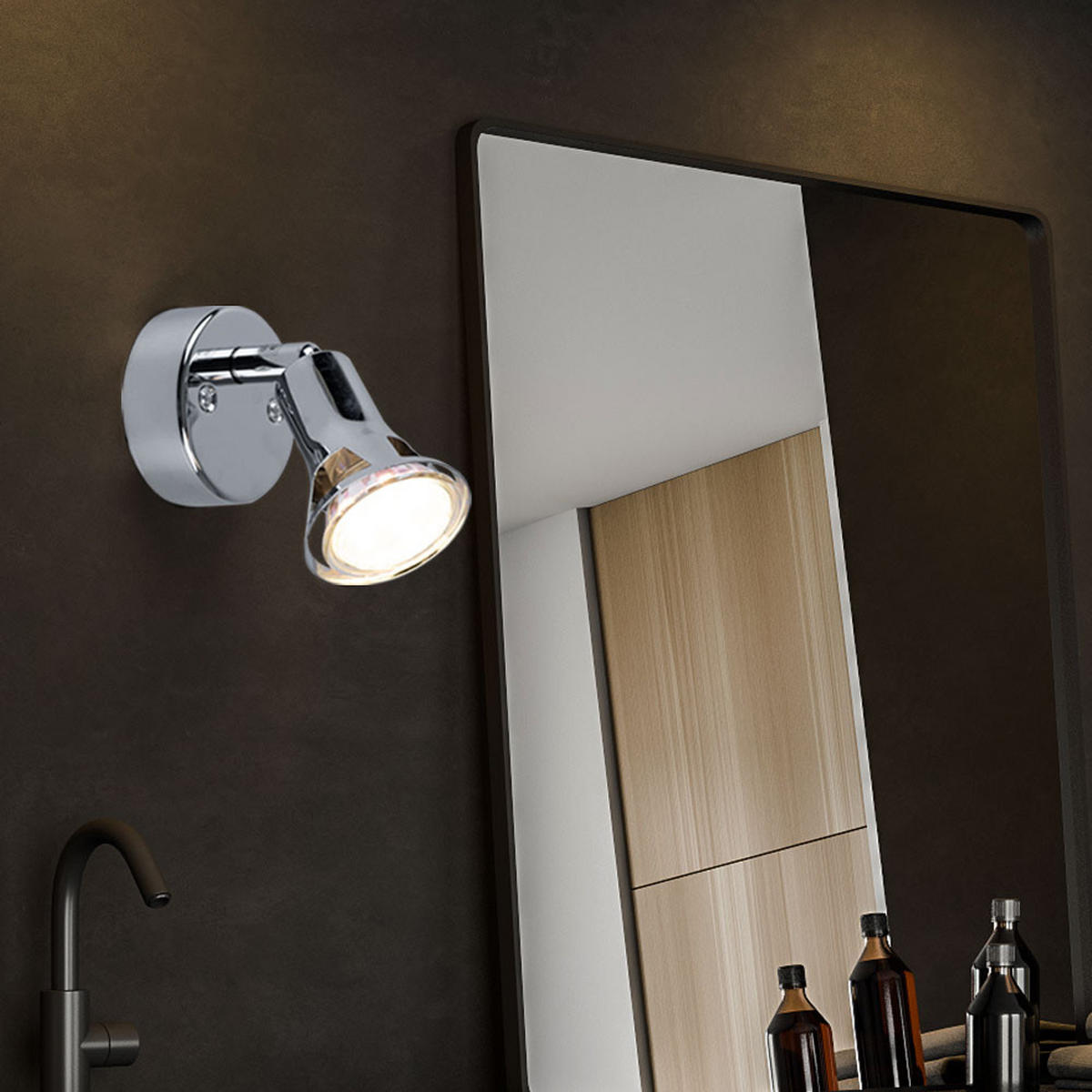 LED WANDLEUCHTE DANTE Silber Chrom - Silberfarben, Metall (7/13/10cm) - Globo Lighting