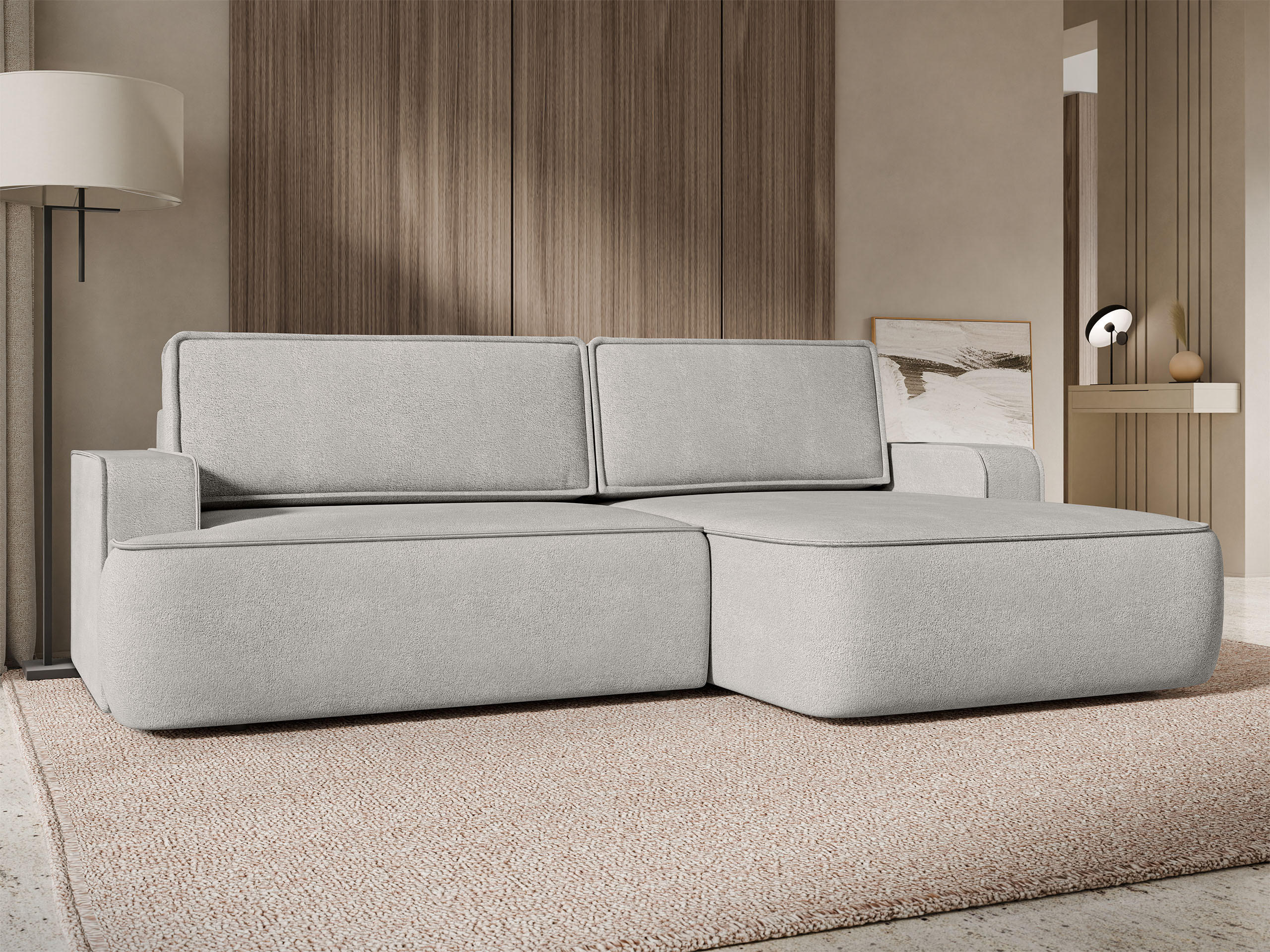 ECKSOFA Mono, Seite: Rechts - Hellgrau/Schwarz, Holz/Kunststoff (260/168cm) - MIRJAN24