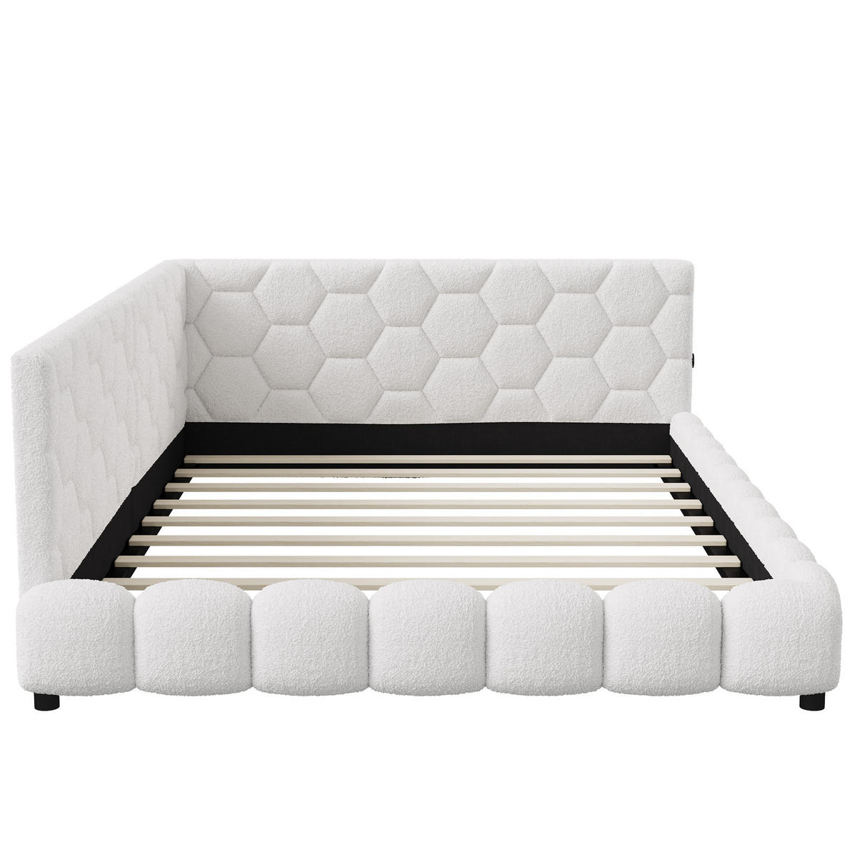 POLSTERBETT 140x200 cm, Weiß, LED-Beleuchtung und USB-Anschluss, Tagesbett Schlafsofa - Weiß, Textil/Metall (140/200cm)