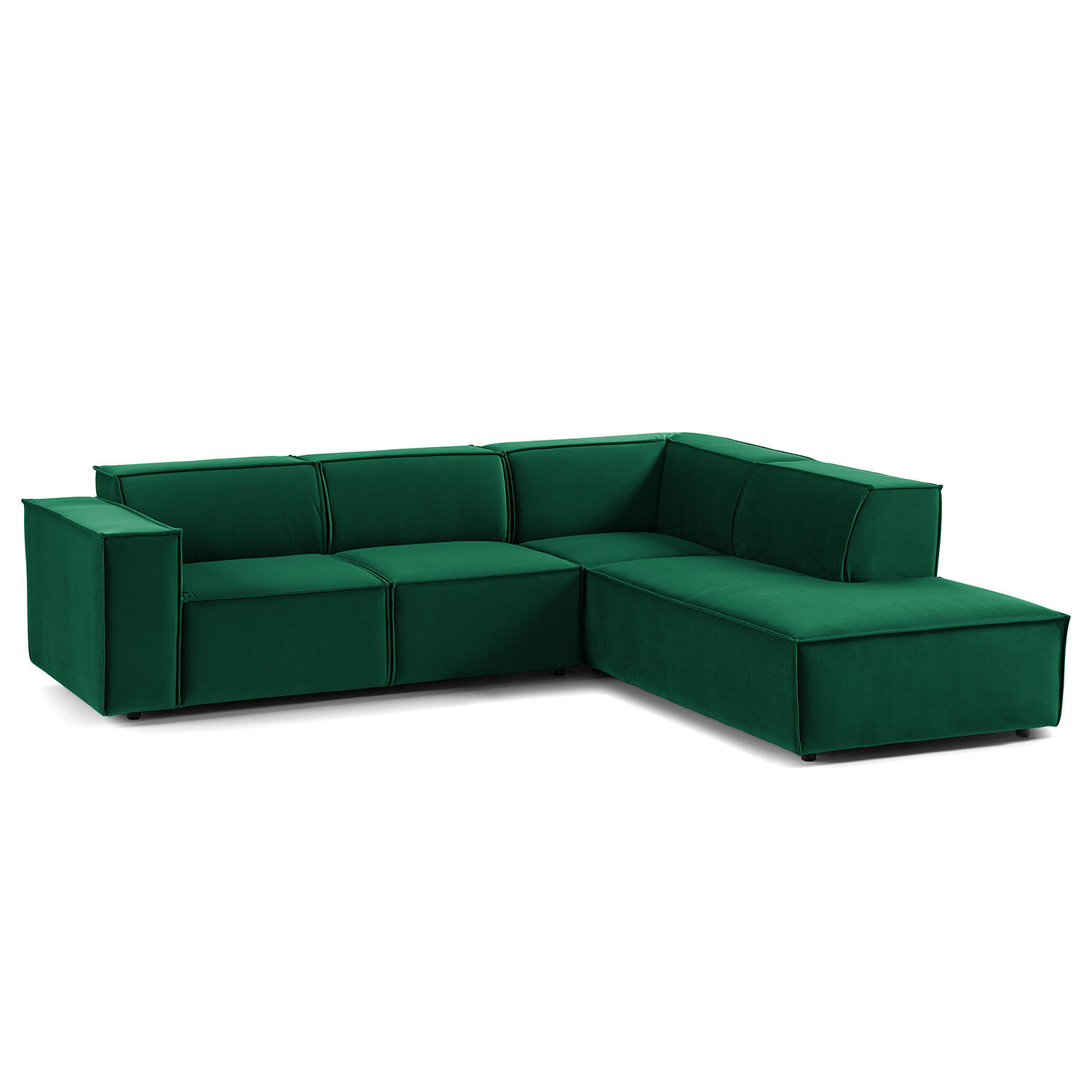 ECKSOFA mit Ottomane - Dunkelgrün/Schwarz, Kunststoff/Textil (260/234cm) - home24
