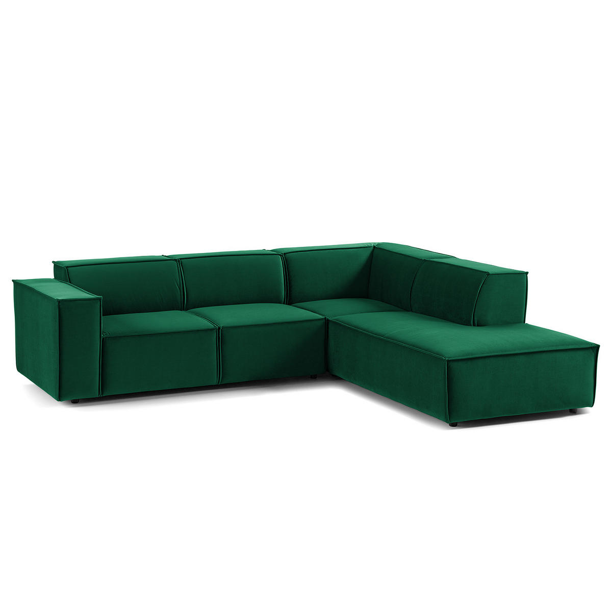ECKSOFA mit Ottomane - Dunkelgrün/Schwarz, Kunststoff/Textil (260/234cm) - home24