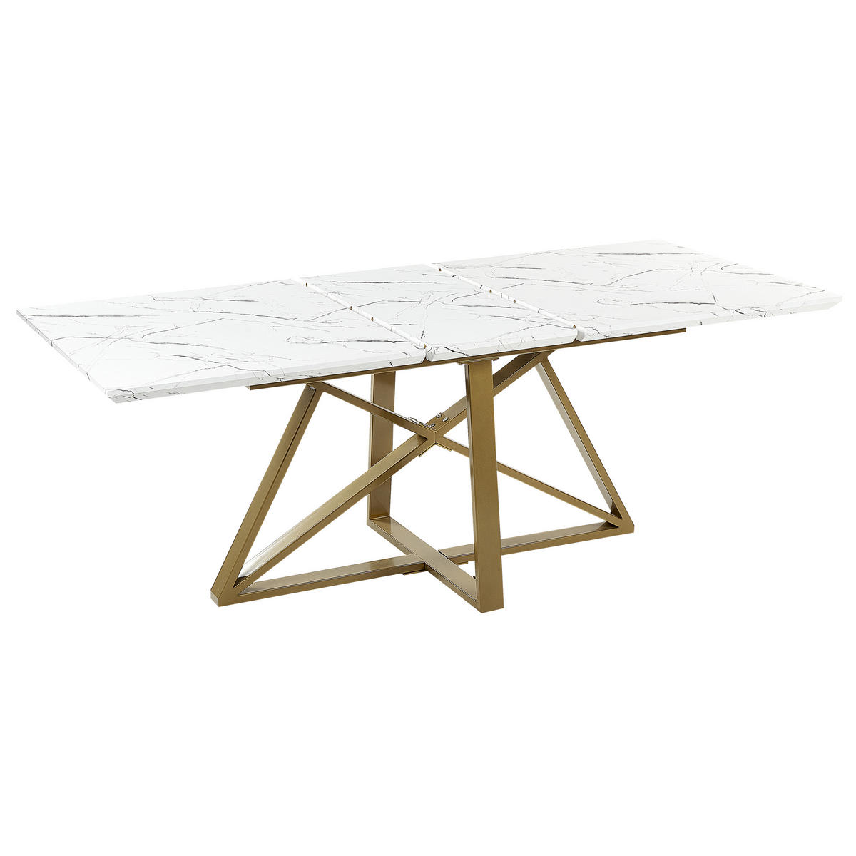ESSTISCH 160-200/90/77 cm Weiß, Goldfarben Rechteckig Maximus - Weiß, Holzwerkstoff (200/90/77cm) - Beliani